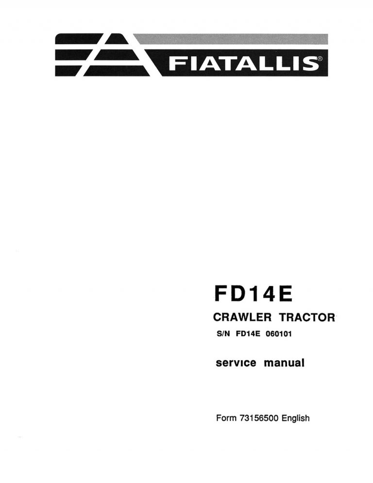 Fiat-Allis FD 14E service repair manual pdf | A Repair Manual Store